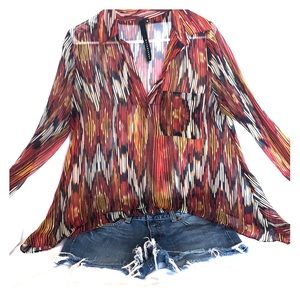 Sheer long-sleeve blouse